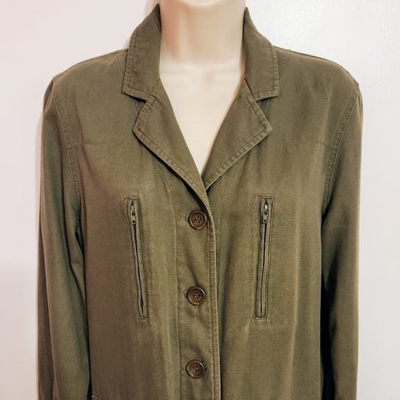Style & Co Cotton Utility Jacket Khaki Green Size 6 - Picture 2 of 11